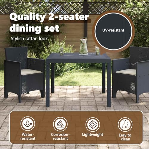 Ensemble de salle à manger pour jardin anthracite 3 pcs avec table et chaises légères vidaXL