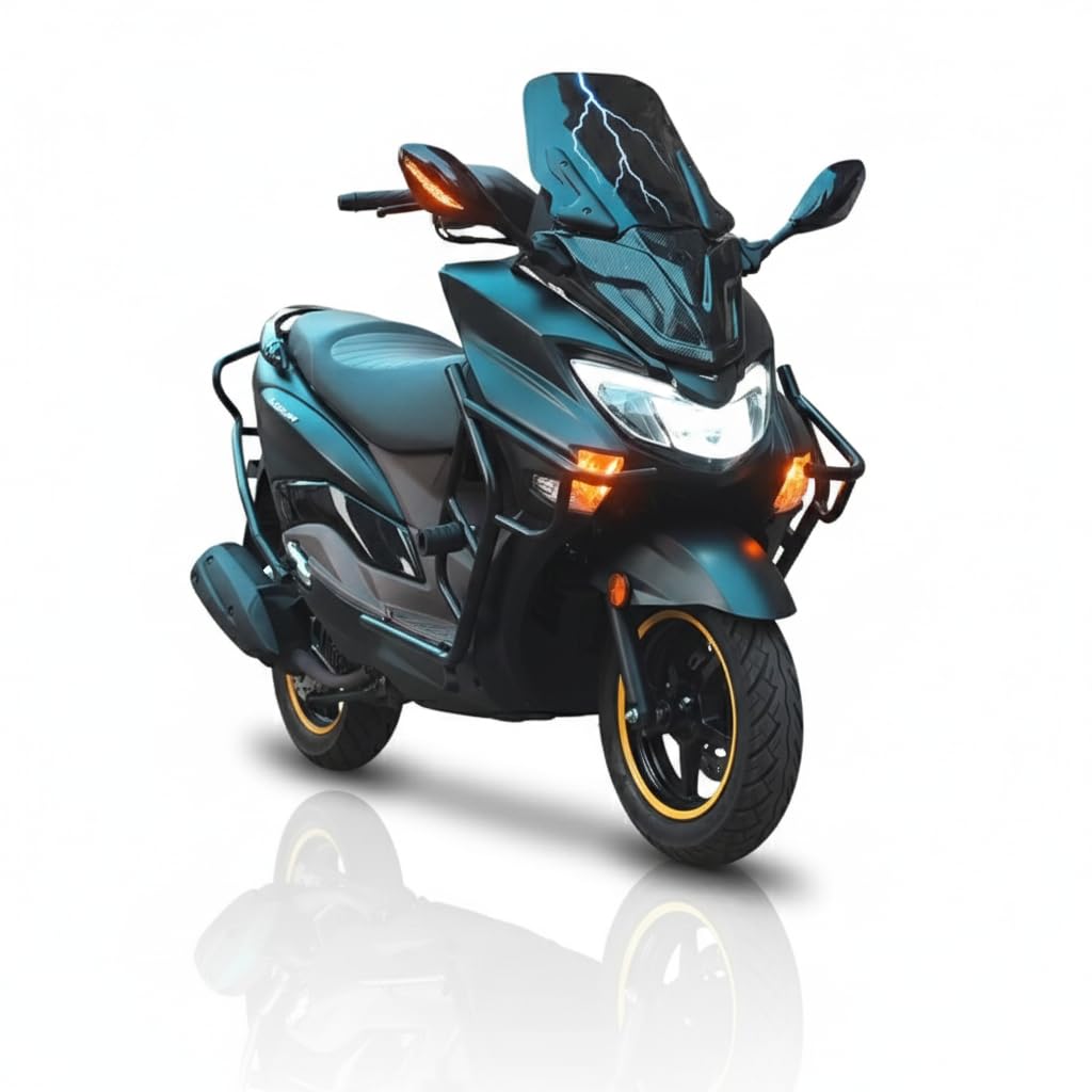 RG GEARS Forza Kit Accessories for Suzuki Burgman Street 125 – Black Mask, High Windshield, Foldable Mirrors & Complete Fitting Set – Stylish, & Aerodynamics with Led Light-image-37