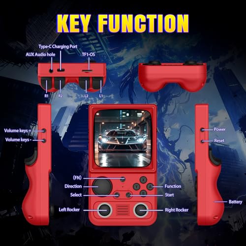 Image of R36TMAX Upgraded Retro Handheld Game Console with 4000mAh Battery, 4.0'' IPS Screen, Retro Gaming Console with Portable Case, Supports WiFi Networked Fighting and OTG (128GB Red)