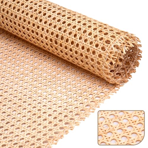 24 x5FT Width Rattan Natural Cane Webbing Rattan Roll Cane Webbing Roll for Caning Projects Square Caning Material for Caning DIY Furniture Chair Cabinet