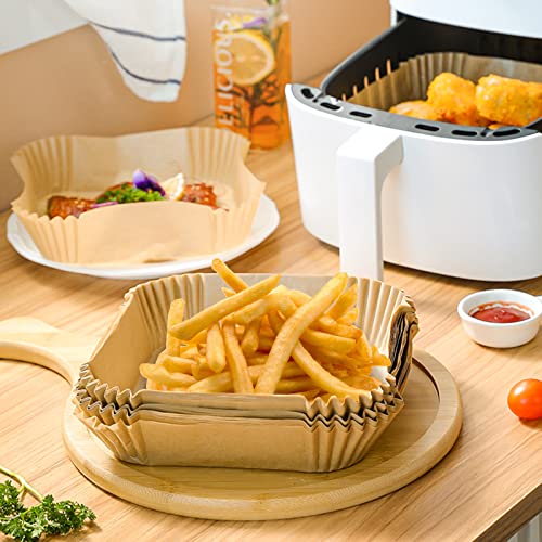 Moretoes 7.9 Inch Air Fryer Paper Liners 300Pcs Square Disposable Air Fryer Cooking Paper, Oil Resistant, Waterproof, Non-Stick Parchment Paper For 5-7 Qt Air Fryer Baking Roasting Microwave #TOP5