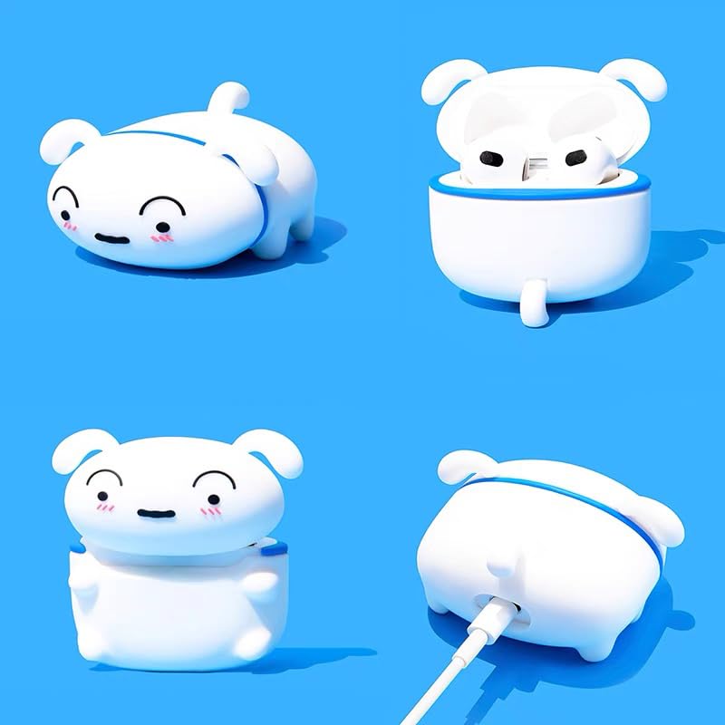 Soft Silicone Case for Apple AirPods 1 2 3 Pro Lying Animal 3D Cartoon Cute Lovely Adorable Fun Kids Girls Boys (Japanese White Puppy, for AirPods Pro 2nd 2022)