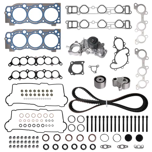 Riyhch MLS Head Gasket Bolt Set+Engine Timing Belt Kit with New Water Pump for Toyota 4Runner/ T100/ Tacoma/Tundra 1995-2004 3.4L V6#OE HS9227PT-1 ES72168 13503-62040 13505-62070 TS26271 ITM271