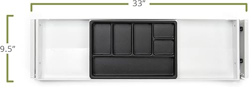 Miniatura 9 de Uprite Ergo Cajón de lápiz y lápiz de ajuste largo para debajo del escritorio, organizador delgado para escritorios de altura ajustable (negro, 33 x