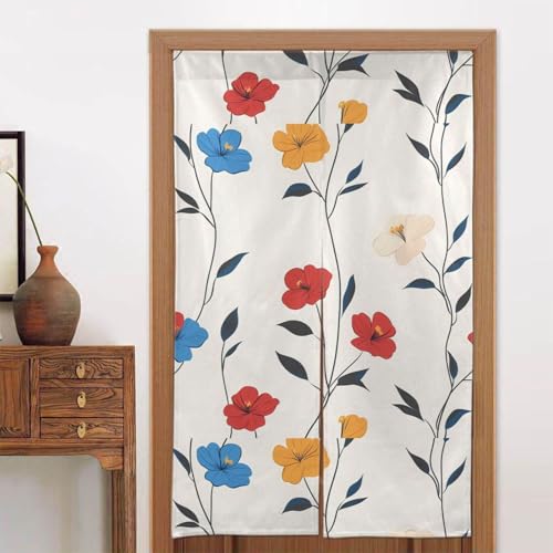 Cortina de puerta de baño tipo media cubierta con estampado floral 5