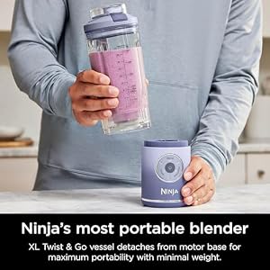 Ninja Blast Max, Portable Blender + Twist & Go, Personal Blender, Ninja Blender, Smoothie, Blend, Ice Crush, 3 Programs, Cordless, 22 oz removable Vessel, Dishwasher Safe, Leakproof, Lavender, BC251LD Ninja Blast Max Portable Blender Twist Go Personal Blender Ninja Blender Smoothie Blend Ice Crush 3 Programs Cordless 22 oz removable Vessel Dishwasher Safe Leakproof Lavender BC251LD