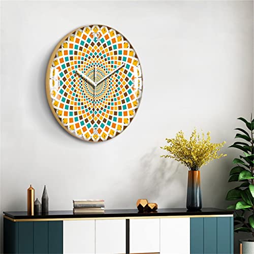 Llly Decorative Clock Ethnic Style Glass Bohemian Pattern Wall Clock Mute Home Wall Clocks (Color : C, Size : 14 Inches) #TOP3