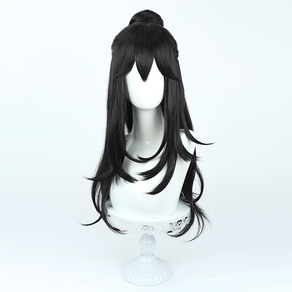 Amazon.com : TEDPRBGE Anime Cosplay Wig Long Black Wig  display picture 3