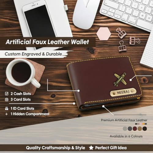 Image of Personalised Men's Wallet with Name | Vegan Faux Leather Stylish Slim Wallet | Gifts for Men boyfriend husband valentine's day