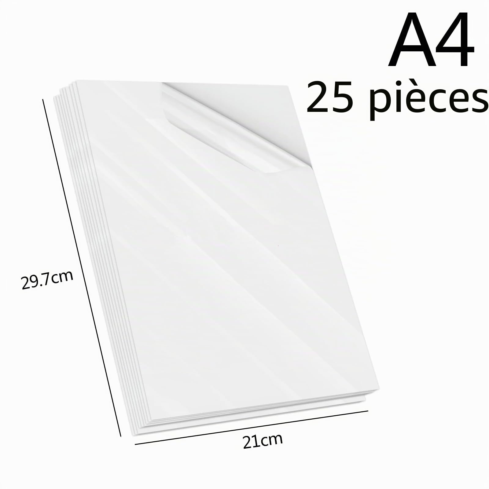 Films de Plastification A4 25 Pièces, Feuilles Plastique Autocollantes et Imperméables, Pochettes Transparentes Brillantes