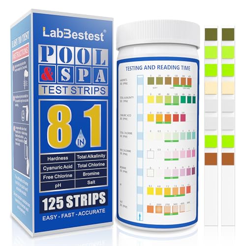 LabBestest Pool Salt Test Strips - Salt Water Pool Testing Kit - 125 Saltwater Pool Spa Hot Tub Test...