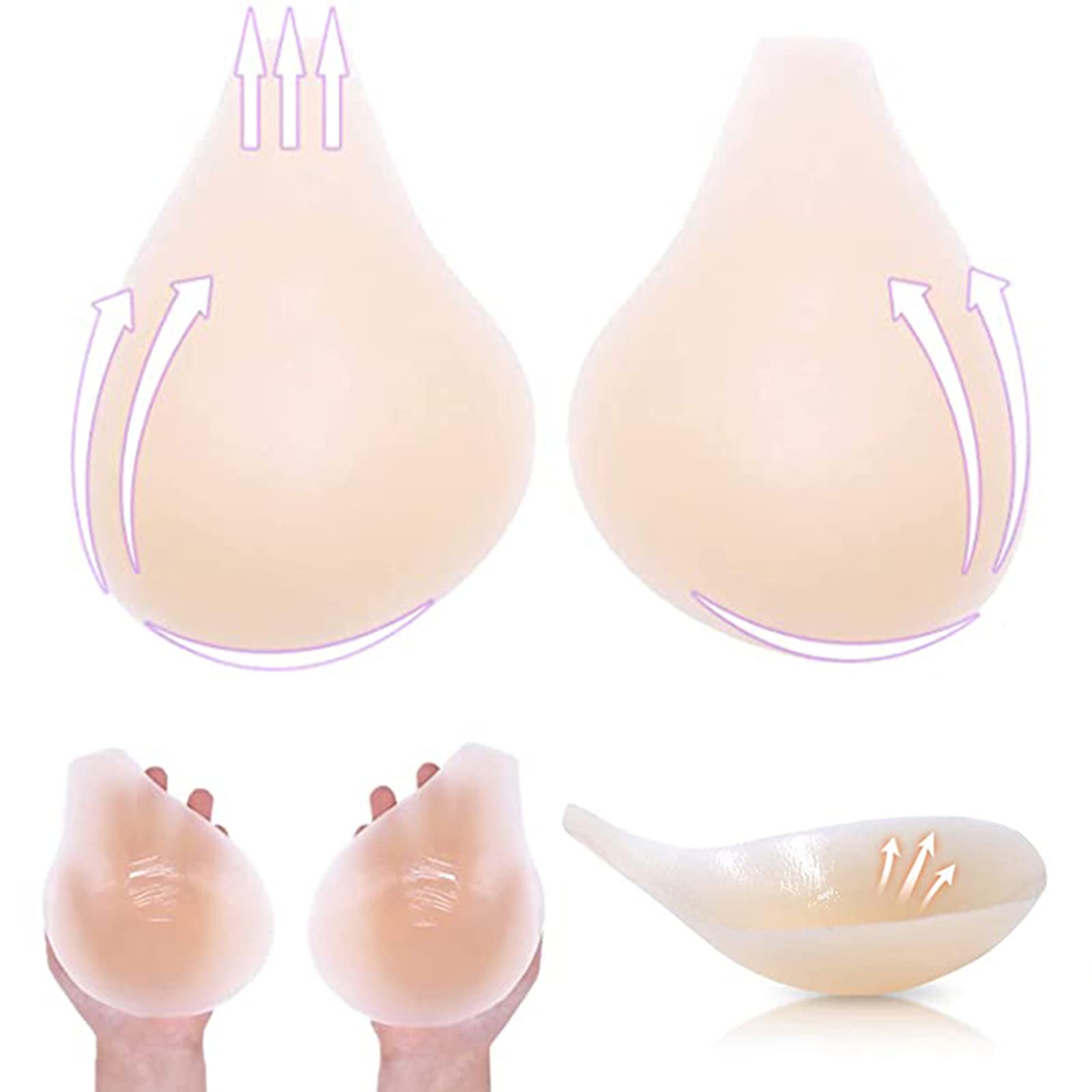 HANSILK Adhesive Silicone Lift Bra Reusable Stick On Bra Self-Adhesive Bra Invisible Breast Lift Sticky Bra