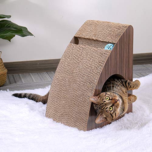 PAWZ Road Luxury Cat Scratching board with tunnel hole and toy ball, Premium Cardboard scratcher for cats 24 * 27 * 39cm - Image 6