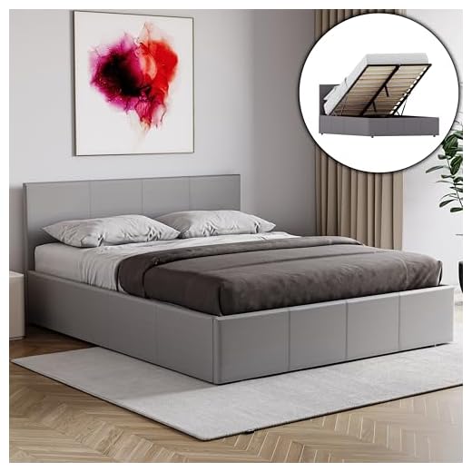 Vida Designs Lisbon Ottoman Faux Leather Bed, Grey (Double 4Ft6 - No Mattress) (UKFR Certified)