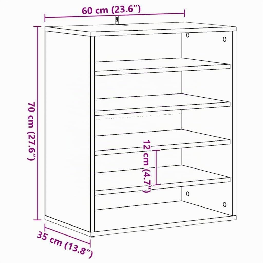 vidaXL Scarpiera Bianca 60x35x70 cm in Truciolato