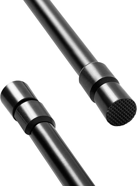 Metal Curtain Rod Extendable No Drilling Telescopic Curtain Pole Heavy Duty Adjustable Hanging Pole for Doorways Bathroom Shower Windows Black 105-190CM