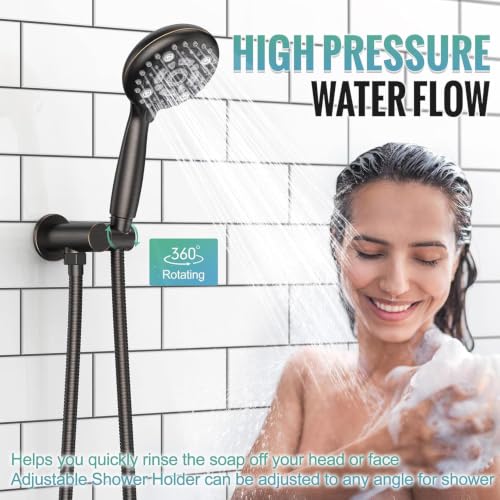 Image of SR SUN RISE Shower Faucet - 12 Inch Multifunctional High Pressure Shower Head System with Handheld Shower Head Fixtures - Valve Included - Oil Rubbed Bronze
