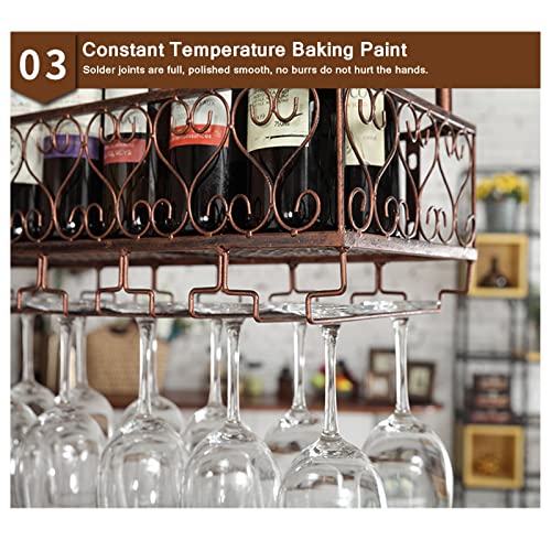 Casier à vin au plafond et support de verre suspendu rustique - 5
