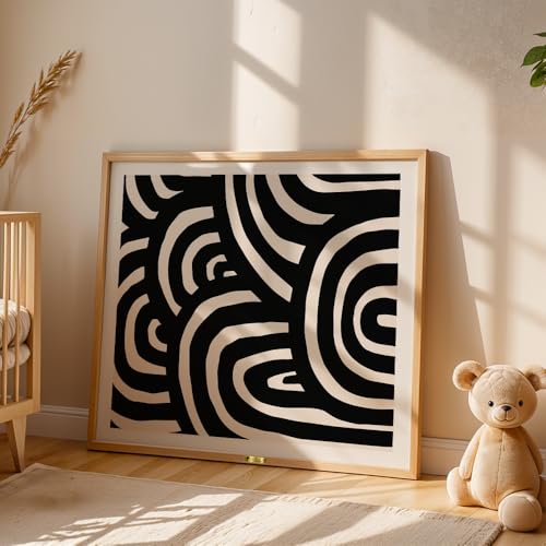 Telinchi Monochrome Labyrinth Framed Wall Art – Bold Black & White...