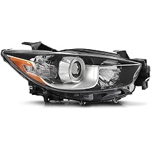 Projector Headlight Assembly Passenger Right Side w/o Bulb Fit Mazda CX-5 4-Door Sport Utility 2013-2016,Fit Factory Halogen Model Only Clear Lens Chrome Houisng Amber Reflector faros delanteros