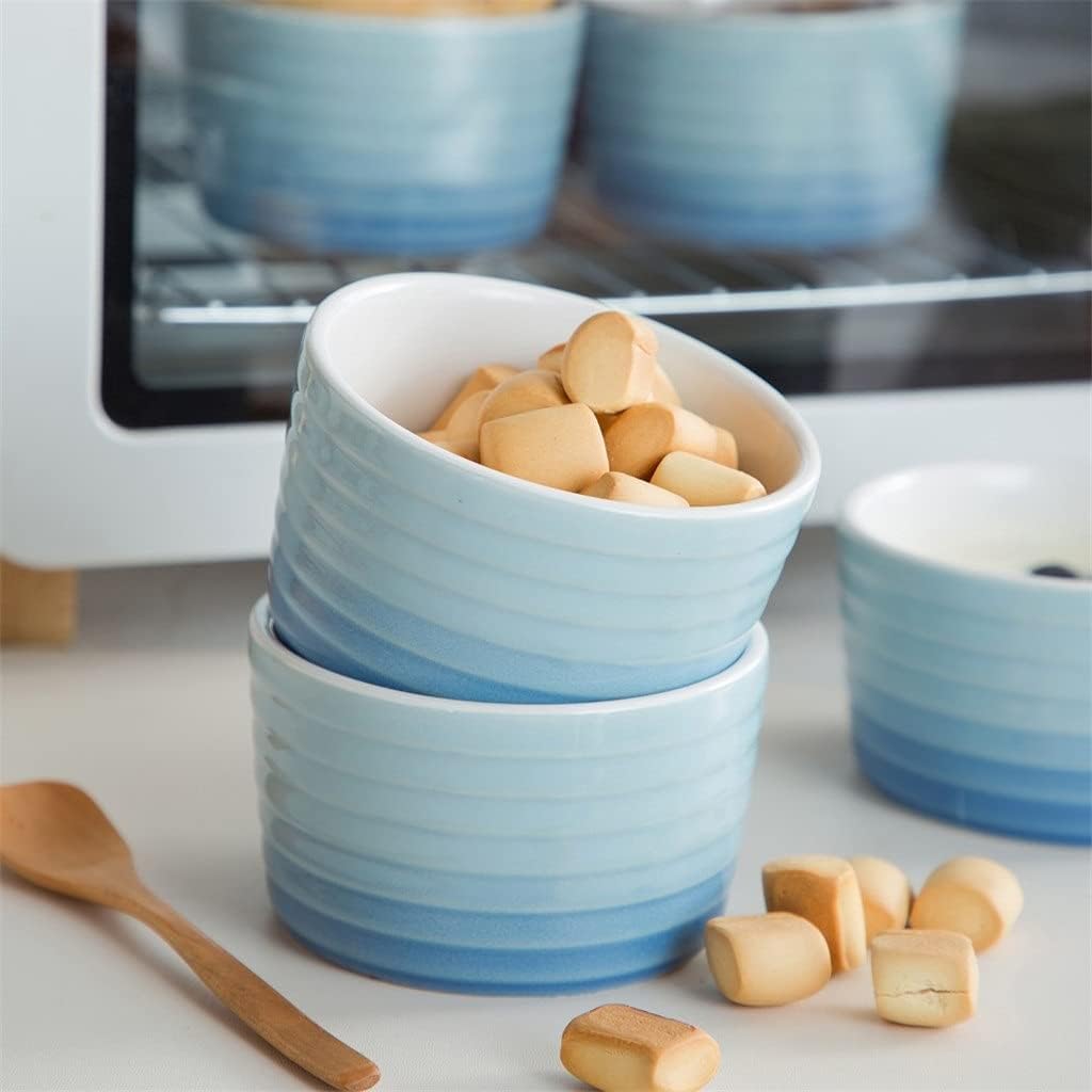 6/12-Piece 300 ml Porcelain Souffle Cup Cake Bake Plates Set Brulee Muffin Pudding Ceramic Ramekins Souffle Dishes Set (Color : 6-Piece) (6)