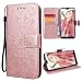 Produktbild VemMore für Huawei P20 Hülle Handyhülle Schutzhülle Leder PU Wallet Flip Case Bumper Lederhülle Ledertasche Blumen Muster Klapphülle Klappbar Magnetisch Dünn Silikon Sonnenblume - Rose Gold