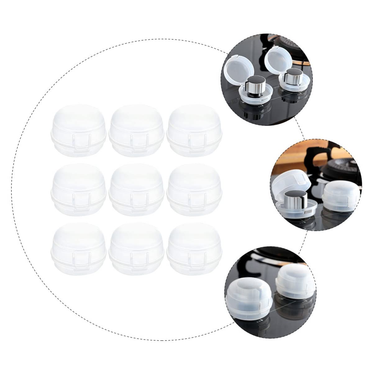 Zerodeko 9pcs Safety Gas Stove Knob Cover Easy Install Protective Guard for Boys and Girls Material Non-Sticky Removable Design Prevents Accidental Stove Activation