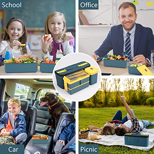 Foto von Diealles Shine Bento Boxen Kind Erwachsene LunchBox 4 Behälter & 2 Besteck & 1 Lsoliertaschen BentoBox Entworfen für Schule Arbeit Picknicks