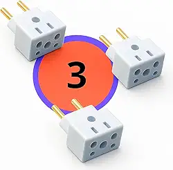 Kit 3 Adaptadores de Tomada Universal 3 Pinos Benjamin (10A/20A) – Compatível com 2 e 3 Pinos – Bivolt 110V/220V – Ideal para Secadores Chapinhas e Eletrodomésticos.