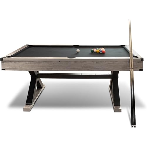 7FT Pool Table for Home, Professional Style Billiard Table Set with Accessories, X-Shaped Legs & Rustic Grey Finish, 84" L x 46.5" W x 32.7" H