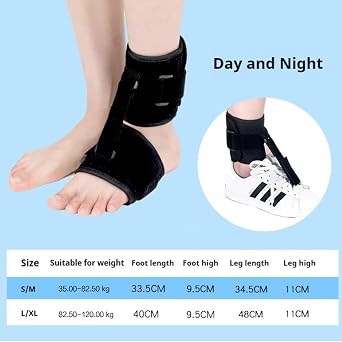 Foot Drop Brace Adjustable Foot Up Orthotic Brace Drop Foot Support Brace Soft Foot Drop Splint for Walking with Shoes Plantar Fasciitis Night Splint Brace Foot Drop Splint Fits Women & Men