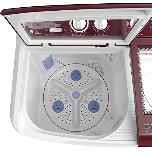 Image of Godrej Edge 7.5 Kg 5 star Semi-Automatic Top Loading Washing Machine Appliance (WS EDGE 75 5.0 TB3 M WNRD, Wine Red, Toughened glass lids)