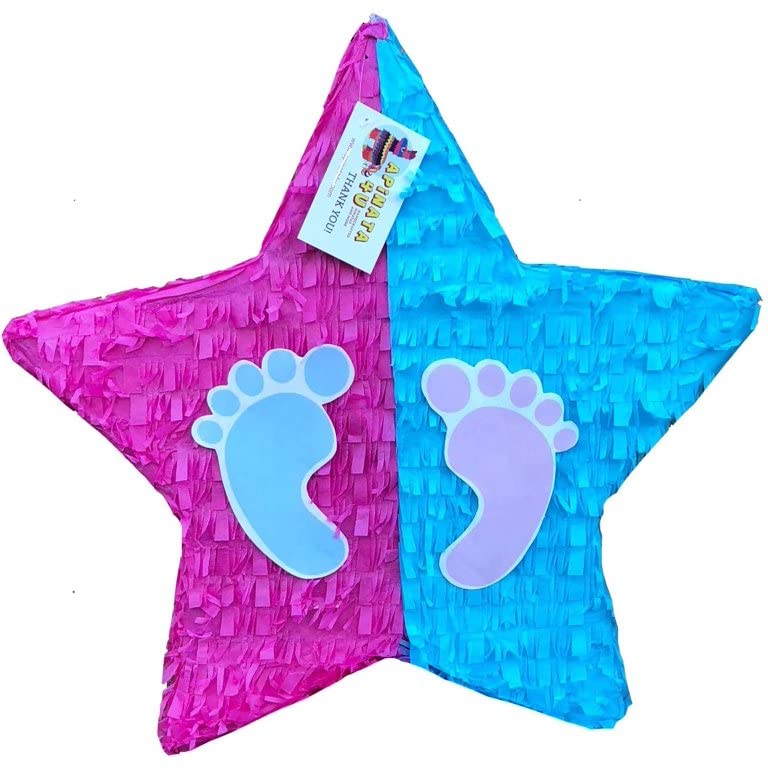 17 Star Pinata with Footprints Twinkle Twinkle Little Star Theme He or She Gender Reveal Pinata