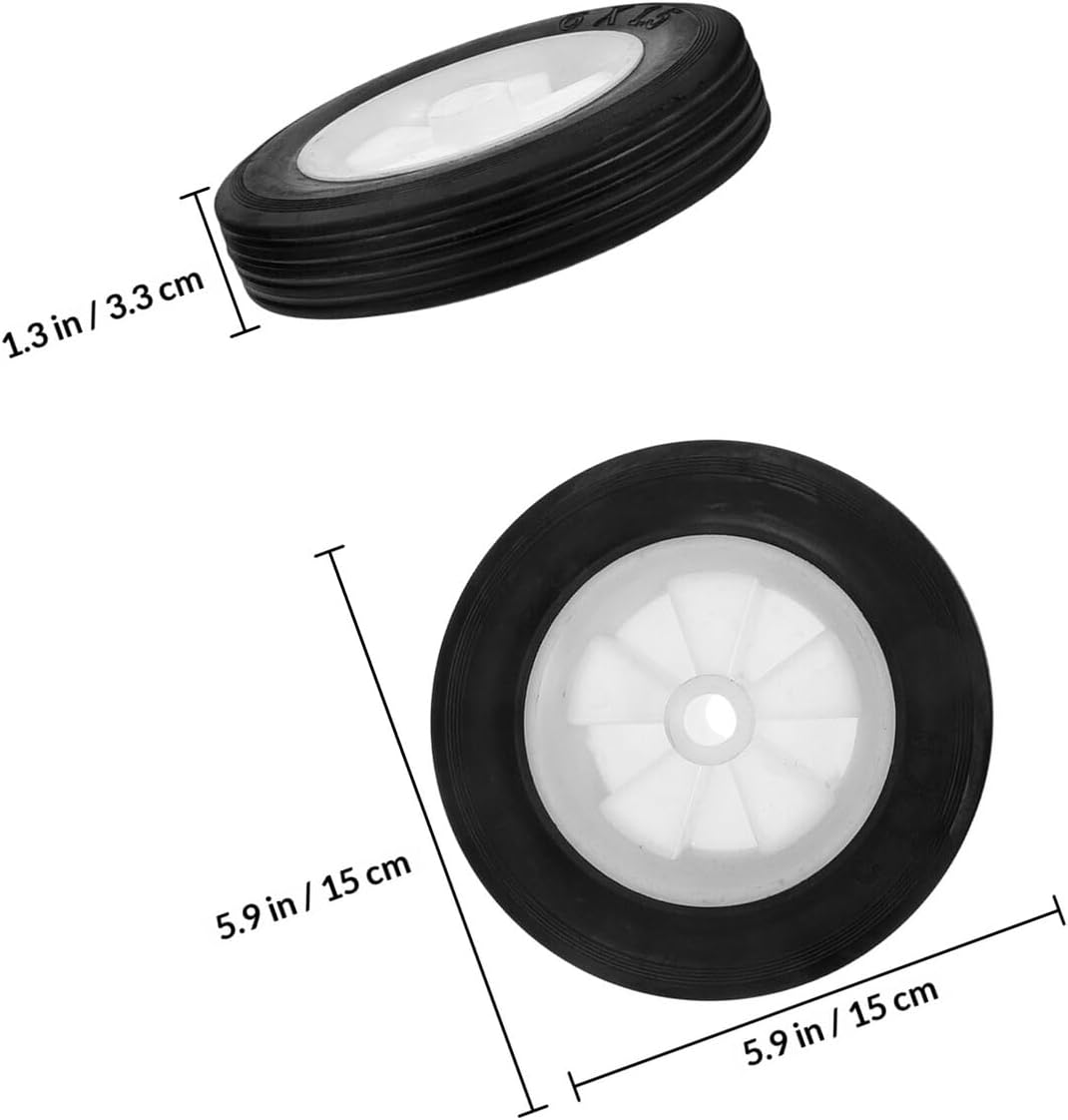 TIDTALEO Replacement Solid Rubber Wheels for Lawn Equipment and Garden Cart, 6-inch Quiet Sturdy Caster Wheels for Outdoor Tools and Hand Truck, 2pcs