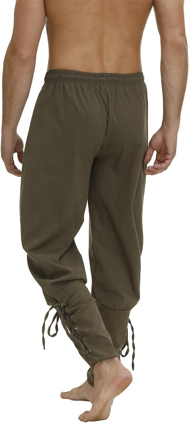 Men's Pirate Pants Ankle Banded Cuff Renaissance Pants Medieval Viking Navigator Pirate Costume Trousers Gothic Pants - Image 4