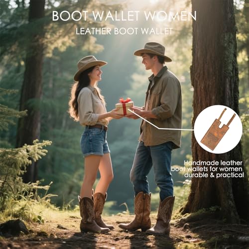 3pcs Western Boot Wallet with Snap Strap – Leather Card Holder for Cowboy Boots | Handcrafted Slim Wallet for Women & Men | RFID Blocking Cash Strap Pocket 6