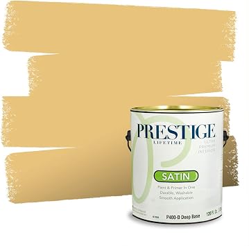 PRESTIGE Paints Interior Paint and Primer In One, 1-Gallon, Satin, Comparable Match of Behr* Golden Thread*