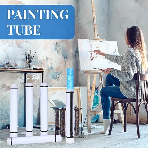 Image of Ireer 6 Pcs Expandable Poster Tube with Strap for Documents Artwork Container Poster Transport Map Holder Tube Blueprint Storage Carrying Case for Architect Teacher Student 24.5'' to 40''(White)