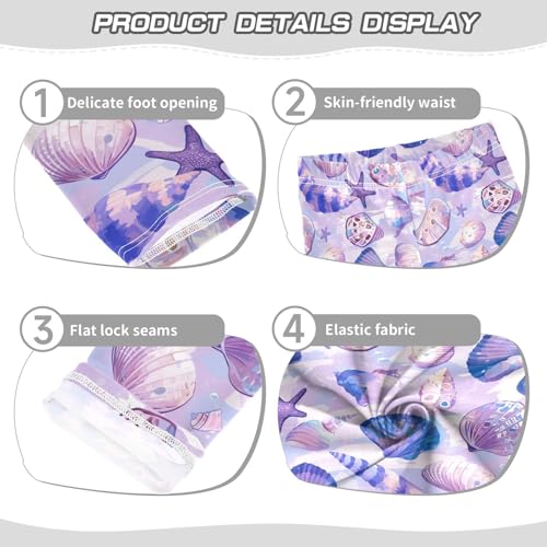 KLL Seashells Different Shapes and Starfish Lilac Little Girls Active Leggings Stretch Full Length Yoga Pants Sports3