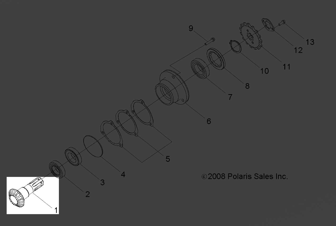 Polaris RZR Output Shaft Gear, Genuine OEM Part 0454558, Qty 1
