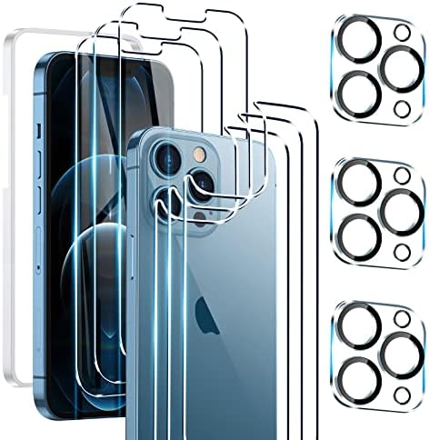 BREAKiX [3+3+3 Pack] Screen Protector Compatible with iPhone 12 Pro Max (6.7 inch), Front + Back Screen Protector + Camera Lens Protector Tempered Glass 9H HD [Installation Frame] [Precise Cutout]
