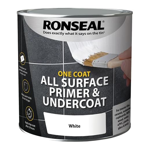 AOC24 - 2.5l All Surface One Coat Primer & Undercoat Paint | Fast-Drying, Water-Based | For Interior Tiles, Ceramic, Melamine, Cupboards, MDF, Wood, Metal, uPVC, Plastic & Brick - White (2.5l)