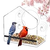 Jarkyfine Window Bird Feeder with Strong Suction Cups - Clear Bird Feeders Window for Outdoor Viewing, Removable Tray for Easy Cleaning and refilling, for Grandma and Mom