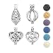 JOVIVI Aromatherapy Essential Oil Diffuser Necklace Tiny Silver Plated Locket Pendant with 6 Dyed Lava Stone Beads