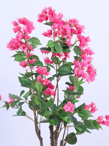 Image of ARICK DECOR 3.6Ft Artificial Bougainvillea Flowers Tree in Pot, 3.6ft Realistic Faux Pink Silk Flower Plant, Peacock Shaped Decor for Home, Office & Balcony