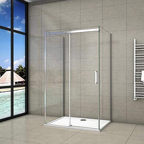 Ducha Cabina de ducha, en forma U, mampara de 8 mm Easy Clean Cristal templado 100x70x70x195 cm