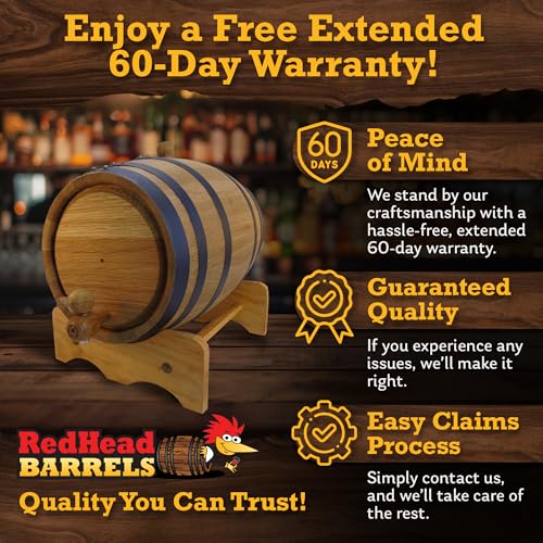 image for Red Head Barrels - 5 L Premium Oak Barrels for Aging Whiskey, Wine, Ru