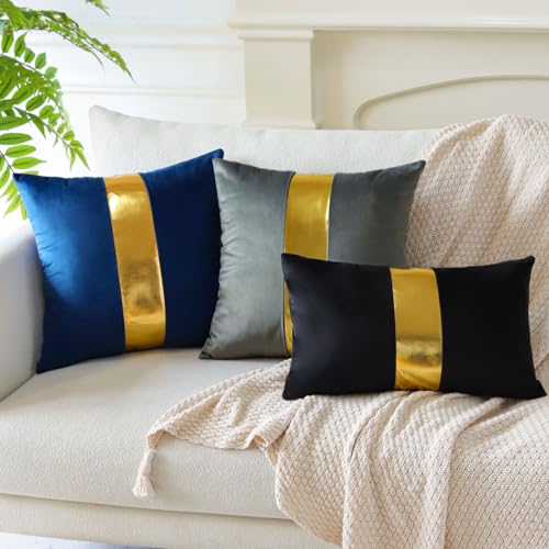 Housses de coussin rectangulaires 40x60 en velours bleu nuit