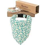 Pettsie Dog Bandana Collar with Matching Friendship Bracelet – Stylish & Adjustable Pet Bandana for Dogs, Durable Hemp, Soft & Comfortable, Secure D-Ring, Designed for Dog Owners, Small, Green