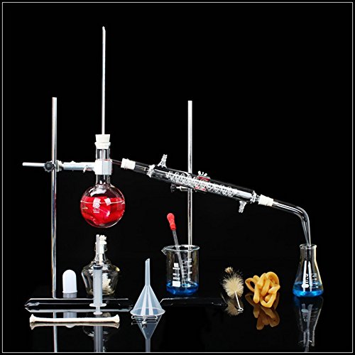 24 pz Nuovo Laboratorio Vetro Distillazione Apparato Olio Essenziale Distiller Kit Acqua Distillatore Purificatore Con Serpentine Condensatore Tubo Flask Storage Box 250 ml